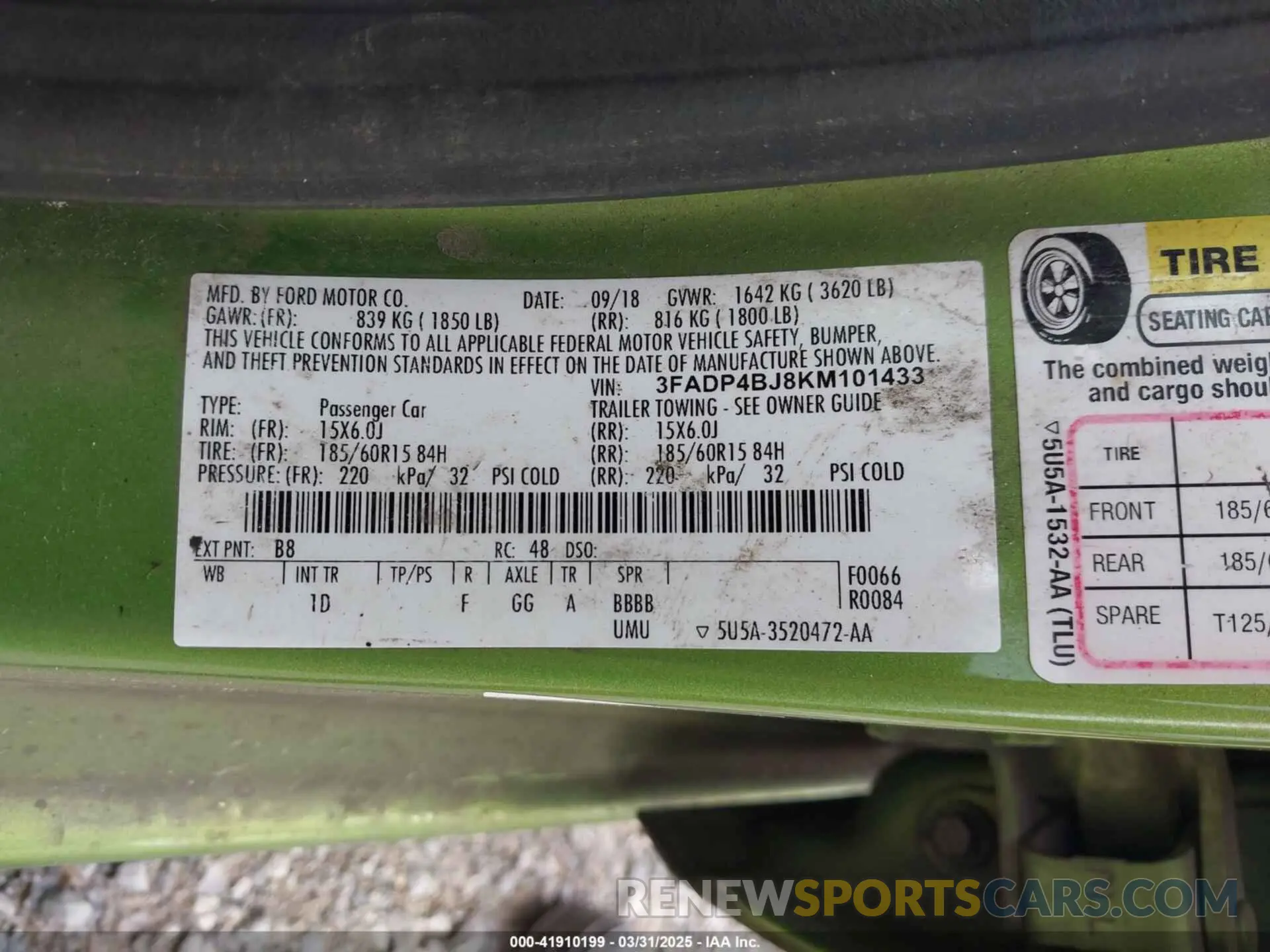 9 Photograph of a damaged car 3FADP4BJ8KM101433 FORD FIESTA 2019