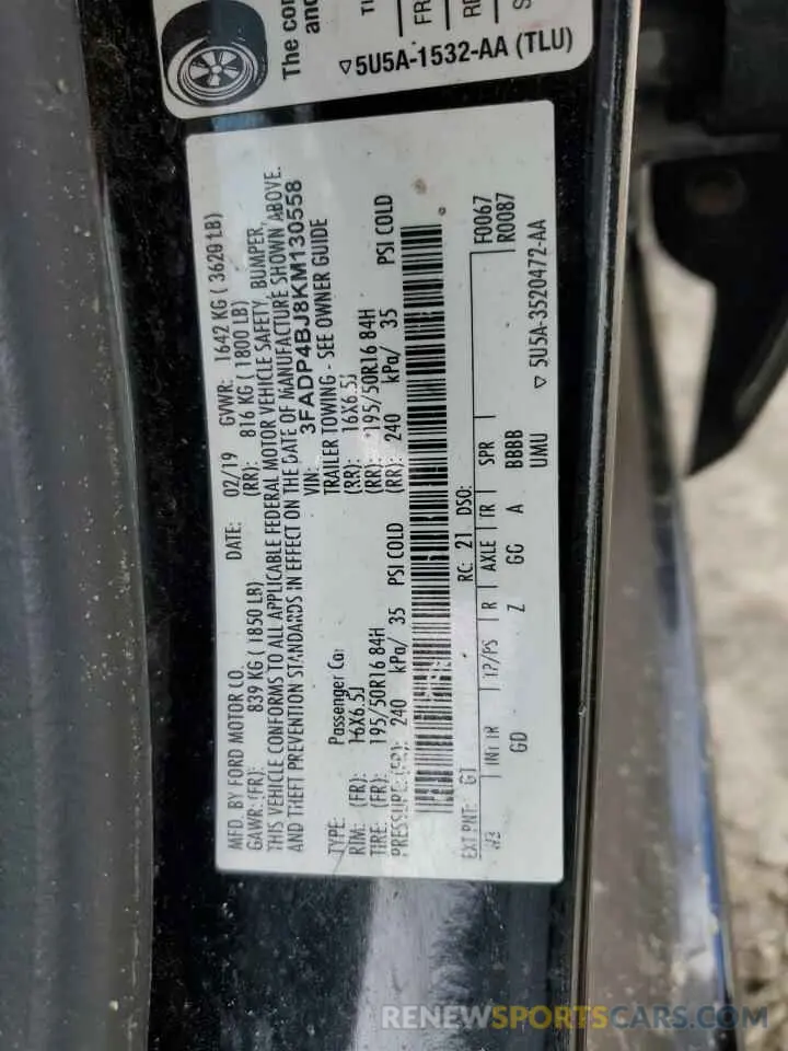 14 Photograph of a damaged car 3FADP4BJ8KM130558 FORD FIESTA 2019