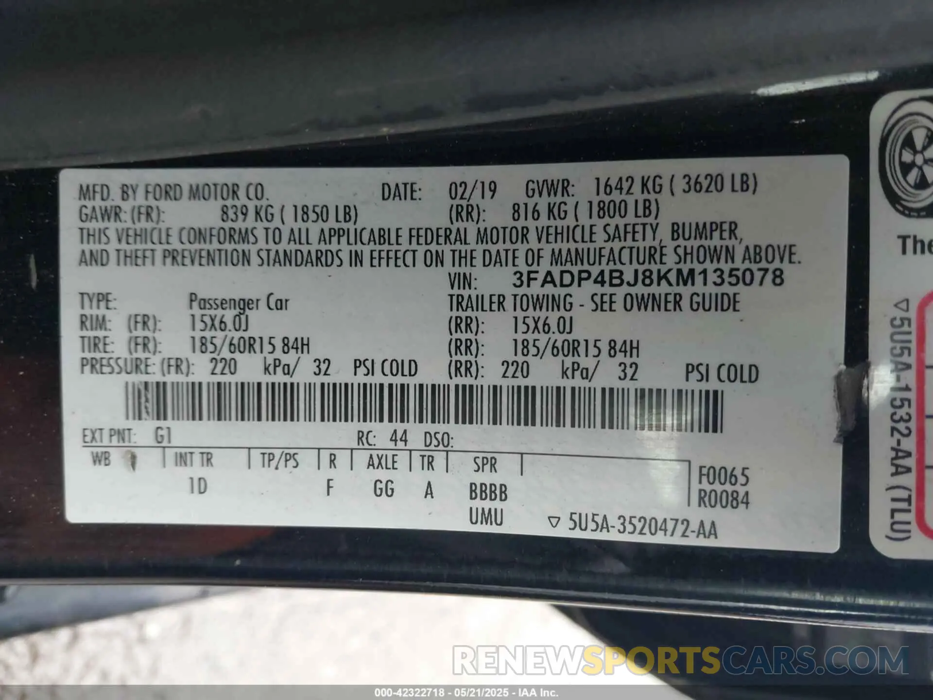 9 Photograph of a damaged car 3FADP4BJ8KM135078 FORD FIESTA 2019
