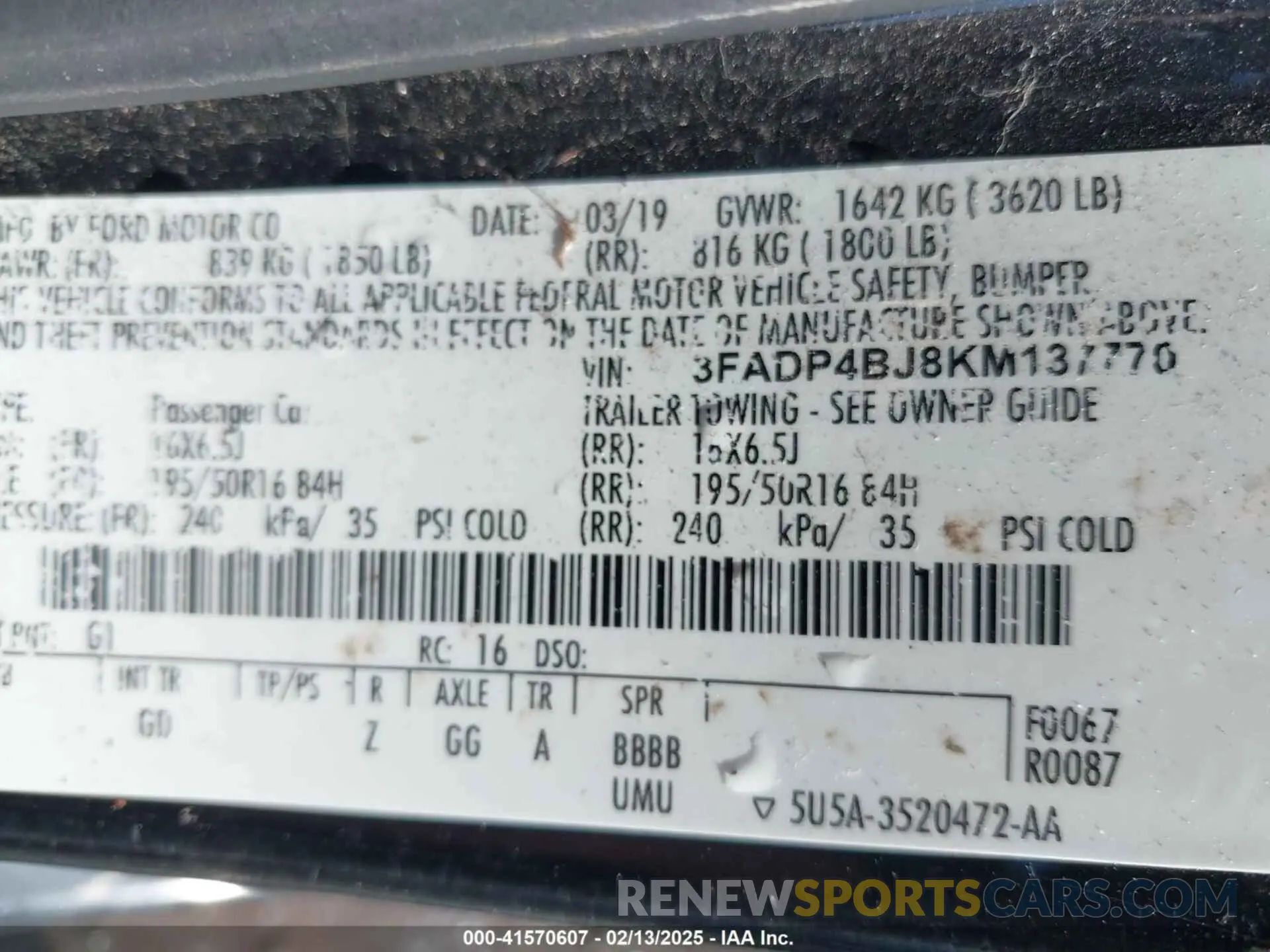 9 Photograph of a damaged car 3FADP4BJ8KM137770 FORD FIESTA 2019