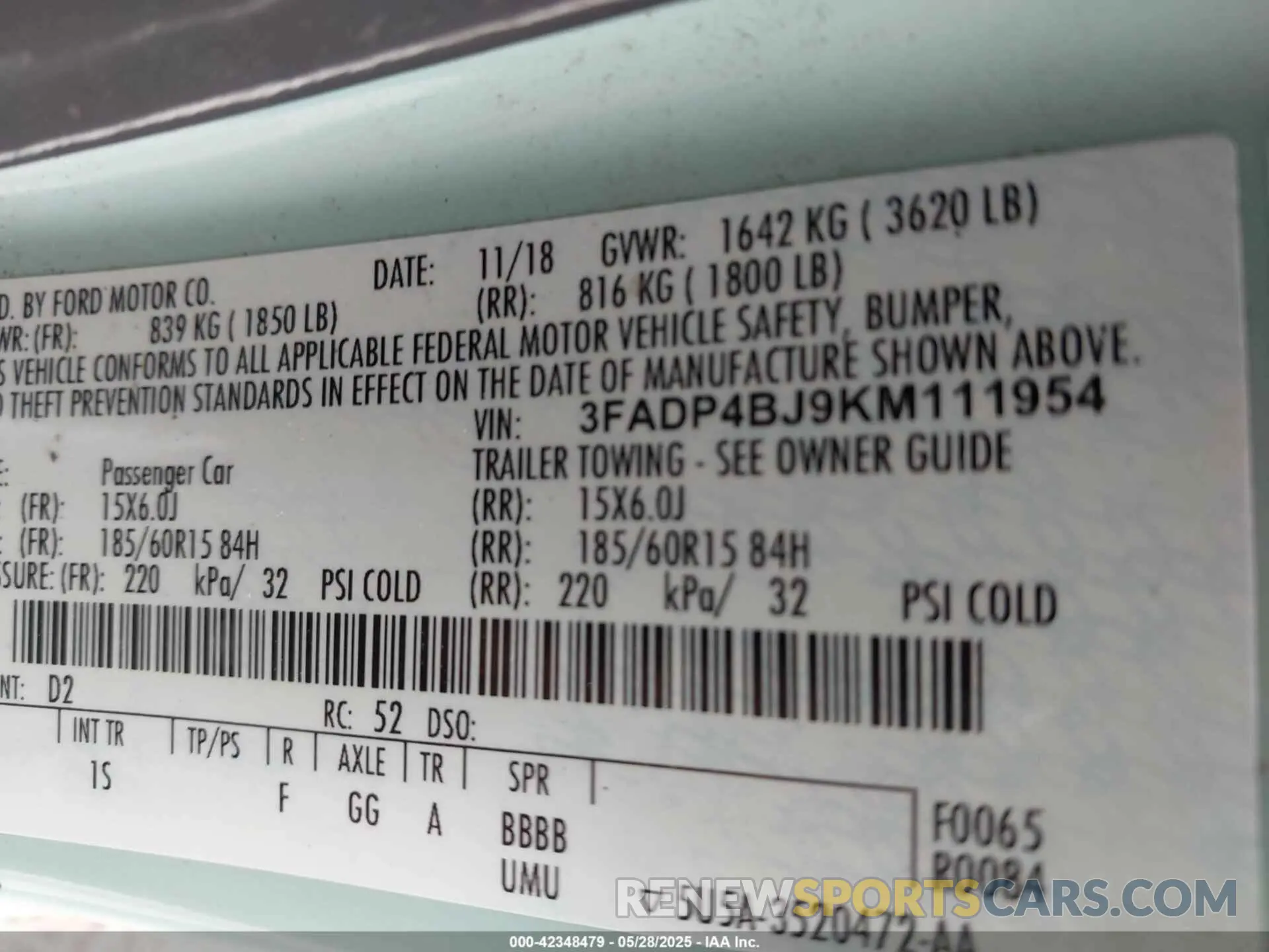 9 Photograph of a damaged car 3FADP4BJ9KM111954 FORD FIESTA 2019