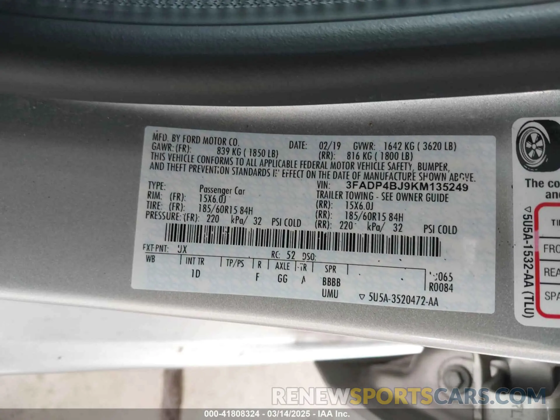 9 Photograph of a damaged car 3FADP4BJ9KM135249 FORD FIESTA 2019