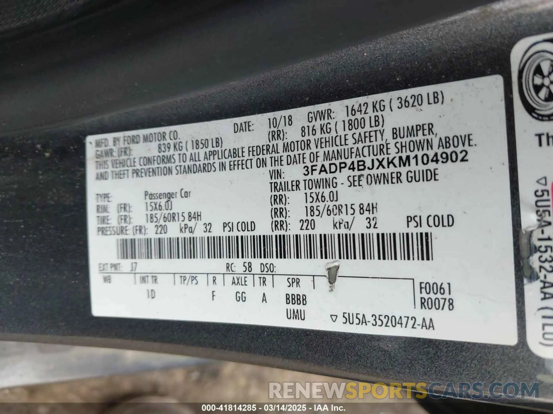 9 Photograph of a damaged car 3FADP4BJXKM104902 FORD FIESTA 2019