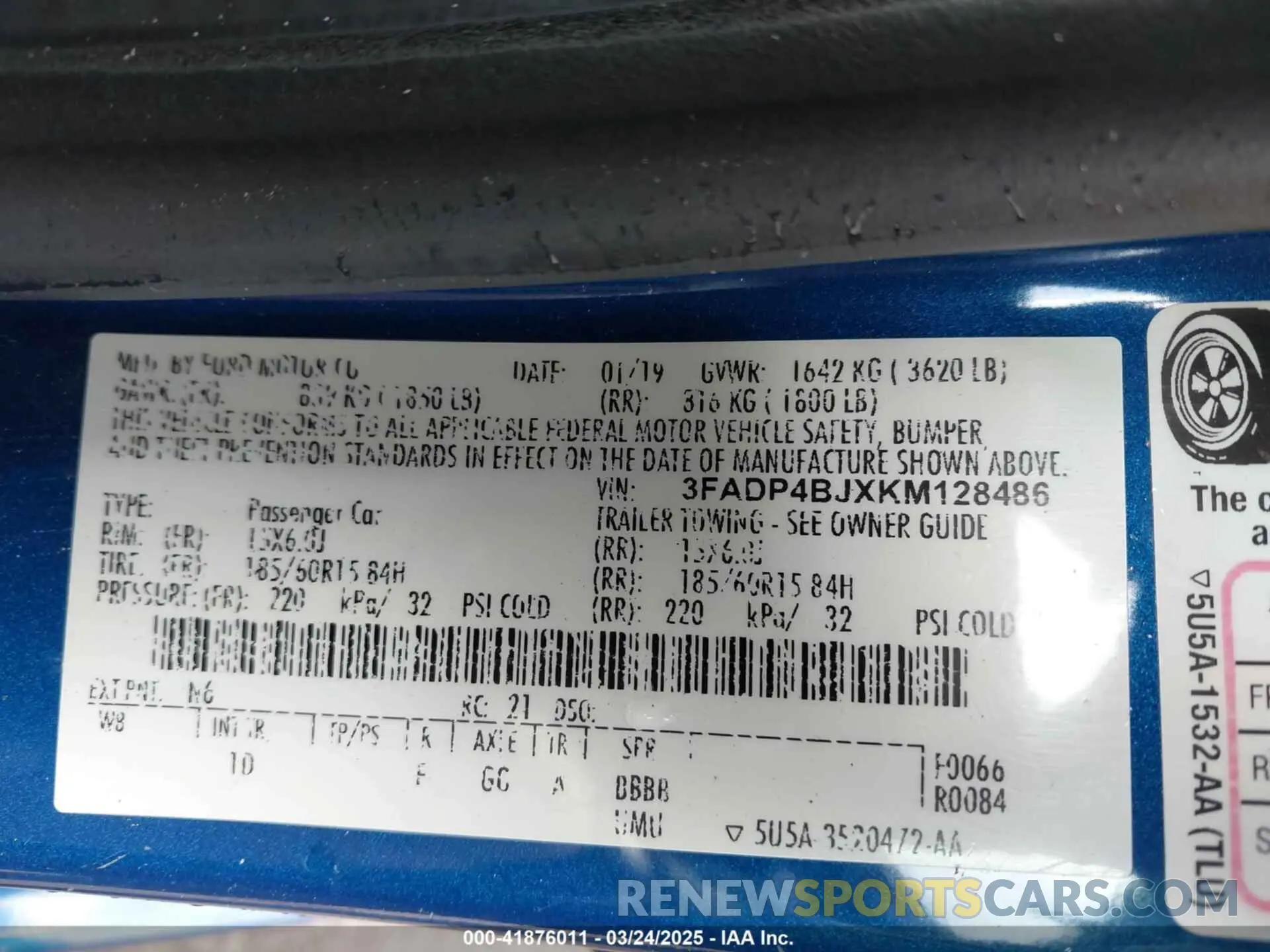 9 Photograph of a damaged car 3FADP4BJXKM128486 FORD FIESTA 2019