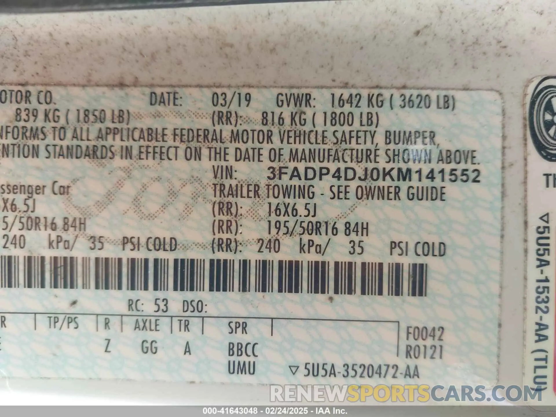 9 Photograph of a damaged car 3FADP4DJ0KM141552 FORD FIESTA 2019
