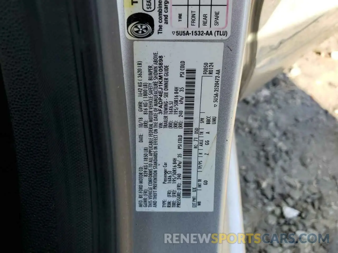 12 Photograph of a damaged car 3FADP4EJ1KM105898 FORD FIESTA 2019