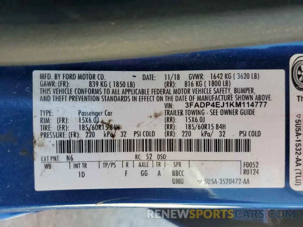 13 Photograph of a damaged car 3FADP4EJ1KM114777 FORD FIESTA 2019