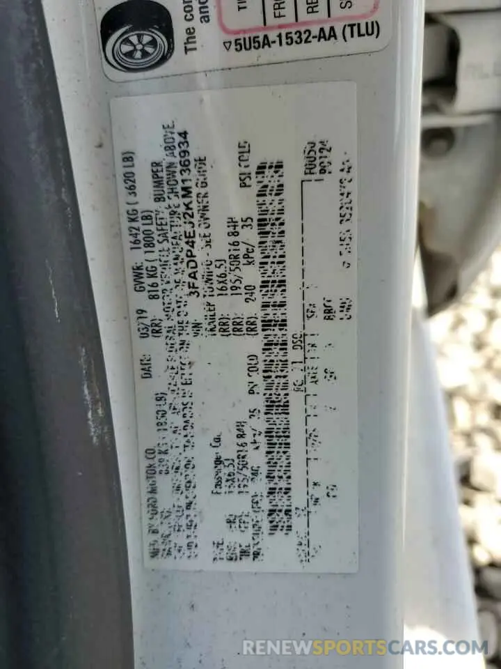 14 Photograph of a damaged car 3FADP4EJ2KM136934 FORD FIESTA 2019
