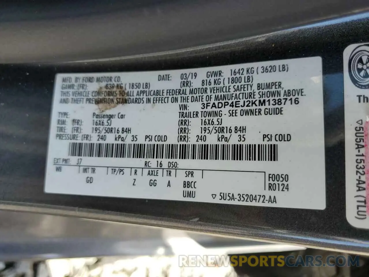 13 Photograph of a damaged car 3FADP4EJ2KM138716 FORD FIESTA 2019