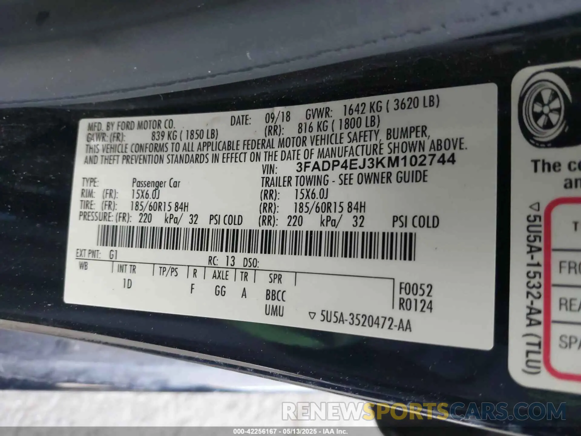 9 Photograph of a damaged car 3FADP4EJ3KM102744 FORD FIESTA 2019