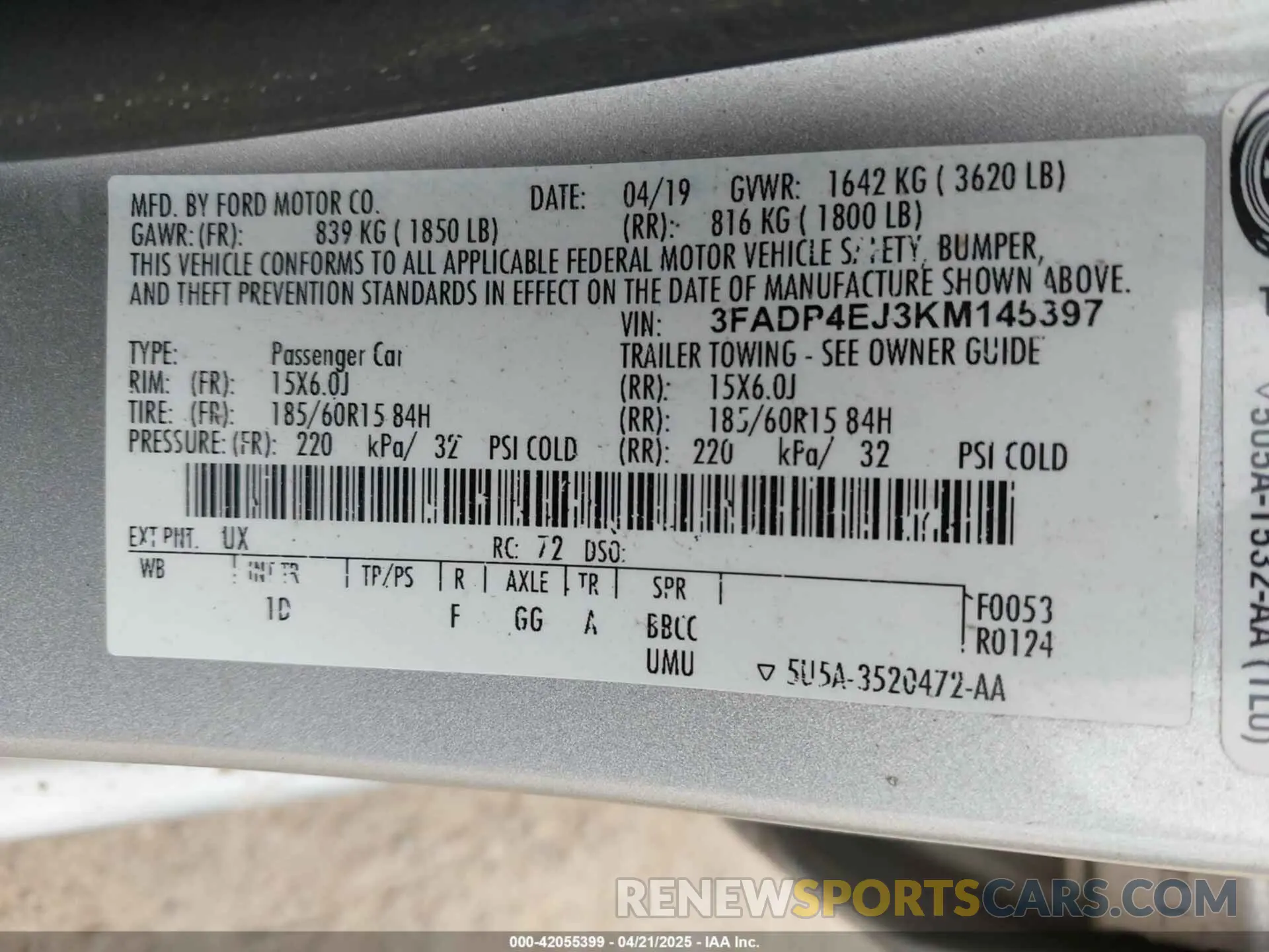 9 Photograph of a damaged car 3FADP4EJ3KM145397 FORD FIESTA 2019