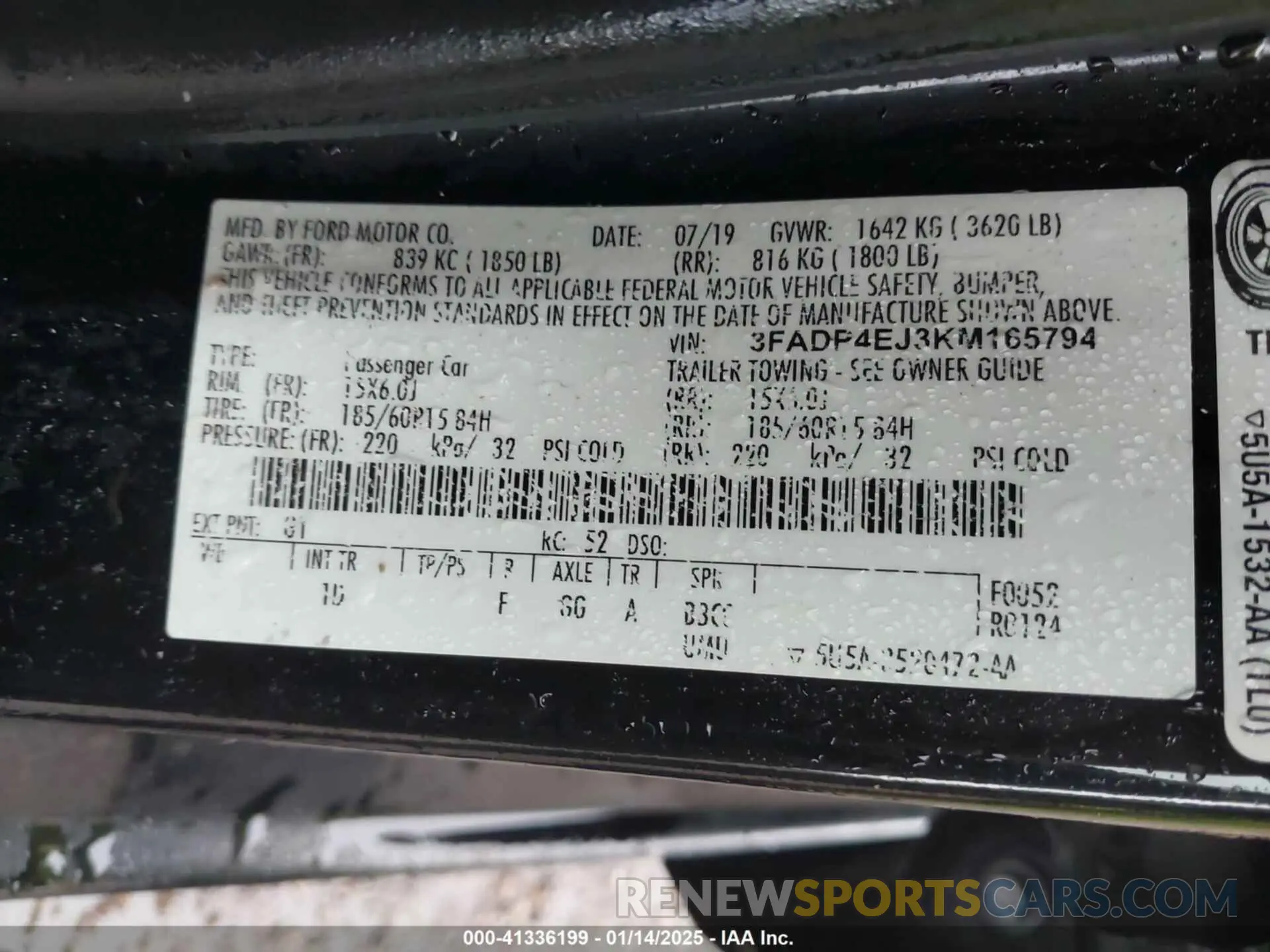 9 Photograph of a damaged car 3FADP4EJ3KM165794 FORD FIESTA 2019