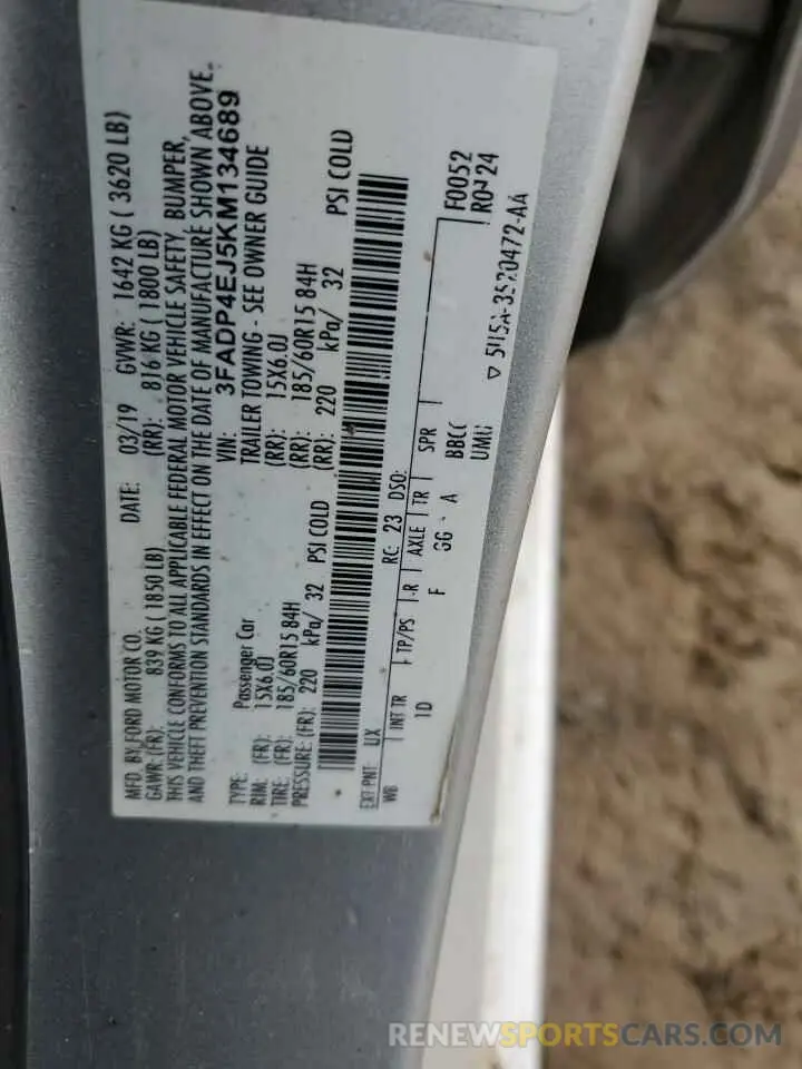 14 Photograph of a damaged car 3FADP4EJ5KM134689 FORD FIESTA 2019