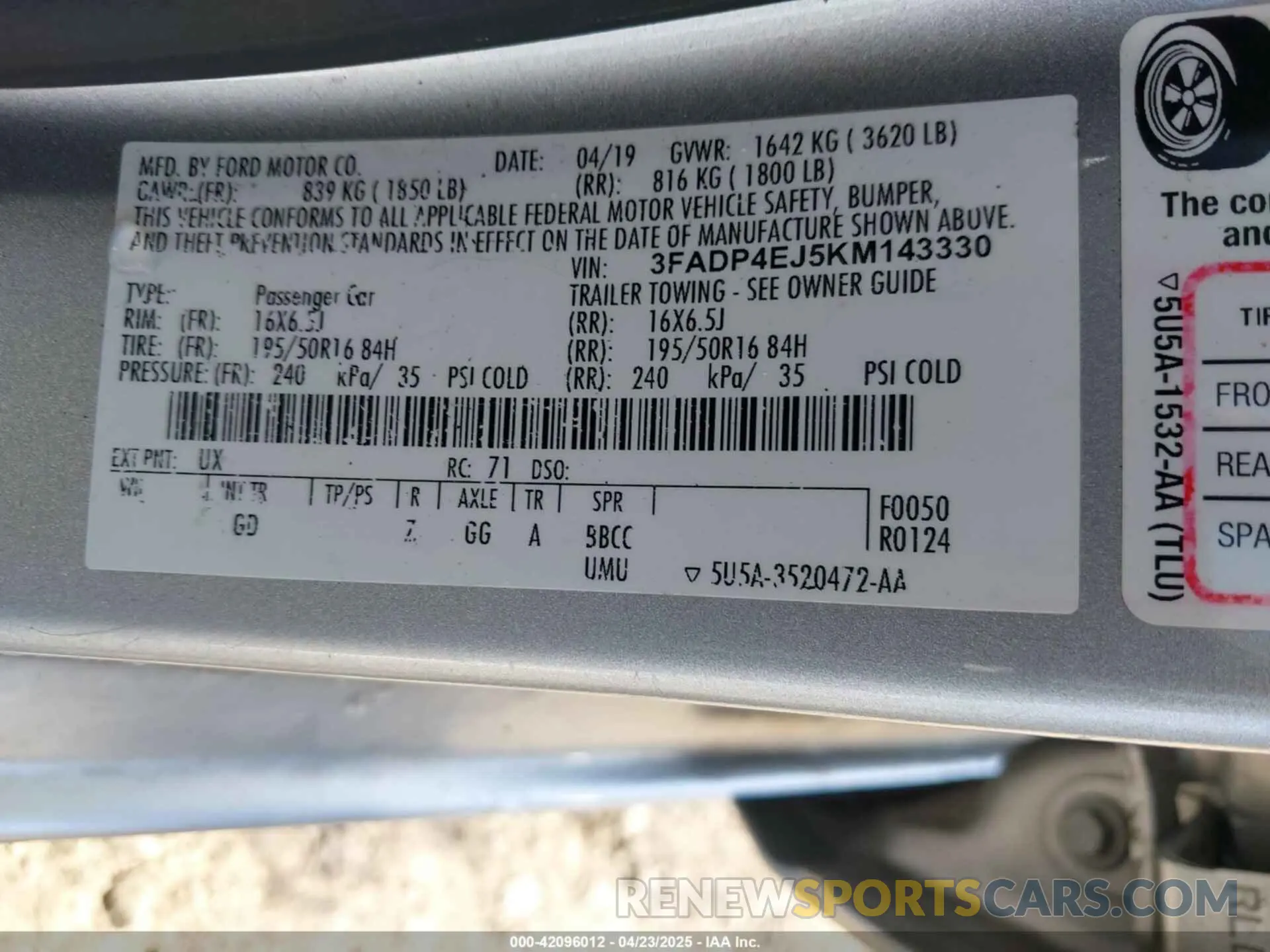 9 Photograph of a damaged car 3FADP4EJ5KM143330 FORD FIESTA 2019