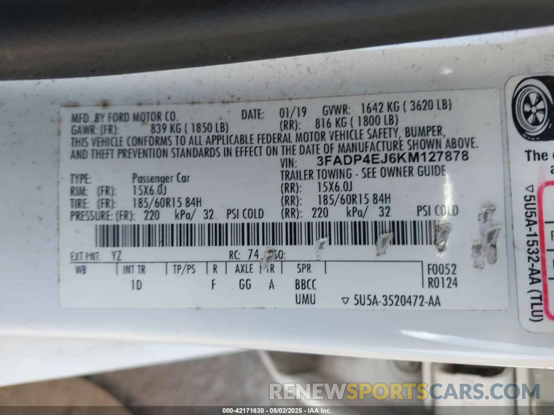 9 Photograph of a damaged car 3FADP4EJ6KM127878 FORD FIESTA 2019