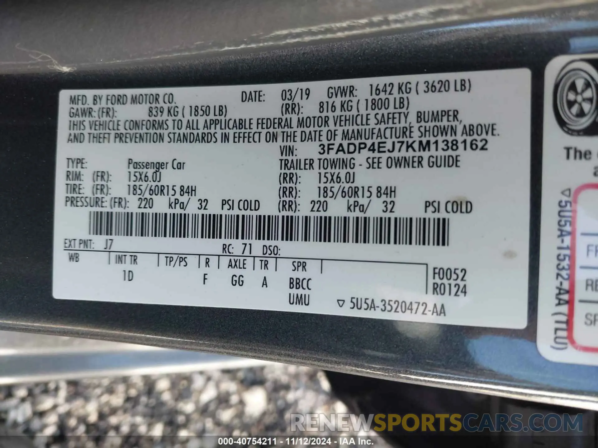 9 Photograph of a damaged car 3FADP4EJ7KM138162 FORD FIESTA 2019