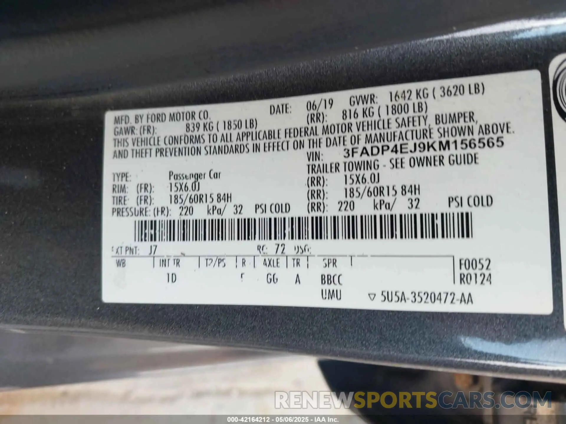 9 Photograph of a damaged car 3FADP4EJ9KM156565 FORD FIESTA 2019