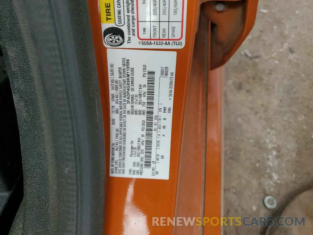 14 Photograph of a damaged car 3FADP4GX9KM119596 FORD FIESTA 2019