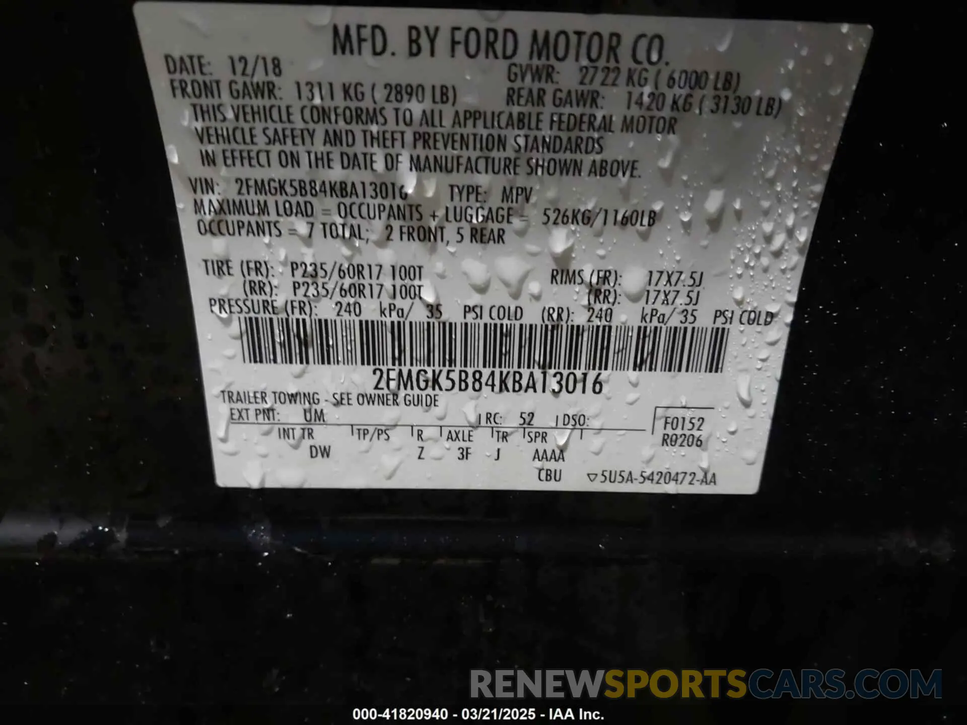 9 Photograph of a damaged car 2FMGK5B84KBA13016 FORD FLEX 2019