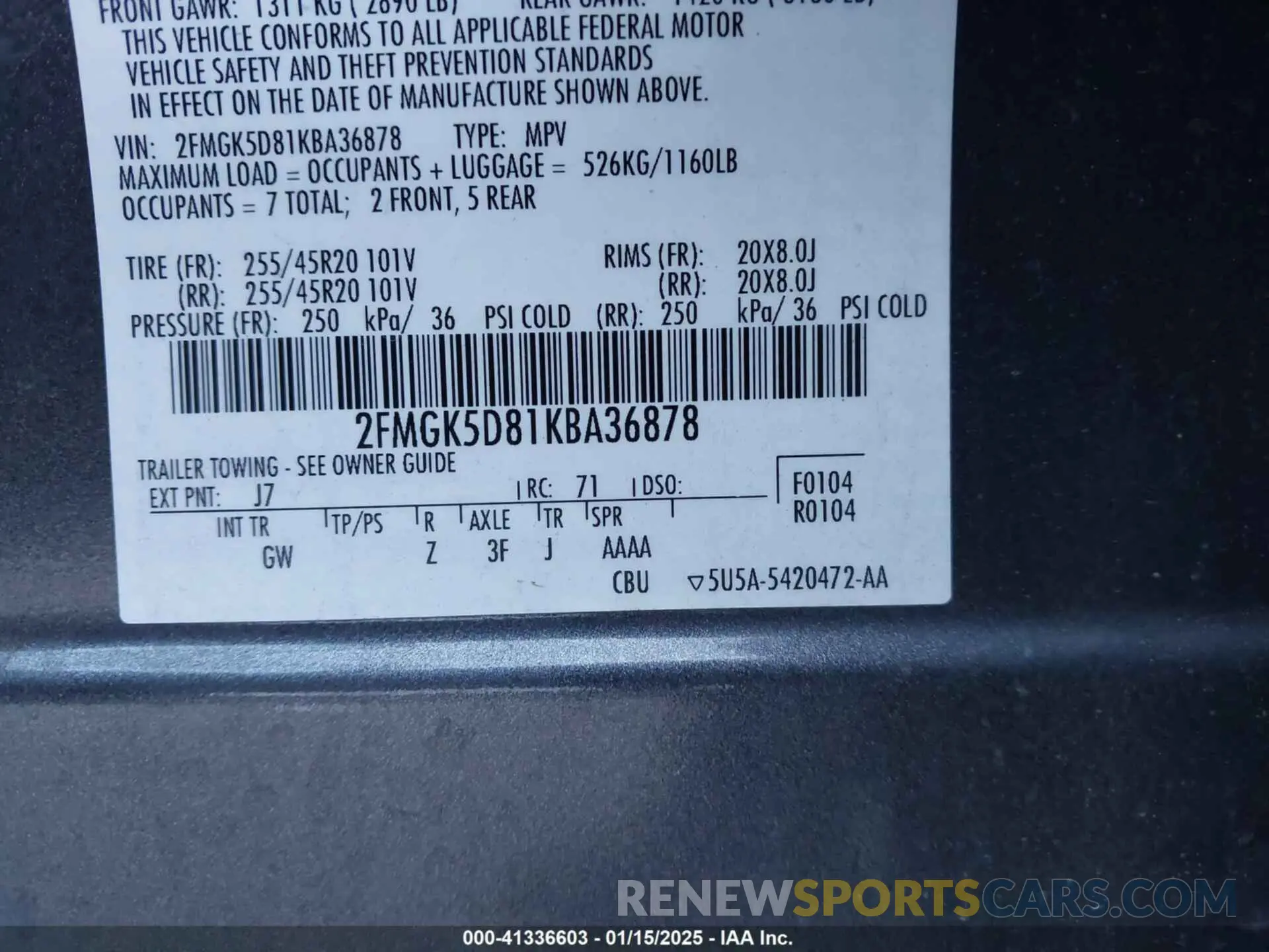 9 Photograph of a damaged car 2FMGK5D81KBA36878 FORD FLEX 2019