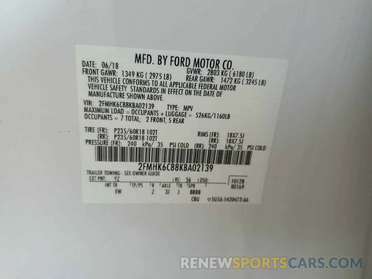 14 Photograph of a damaged car 2FMHK6C88KBA02139 FORD FLEX 2019