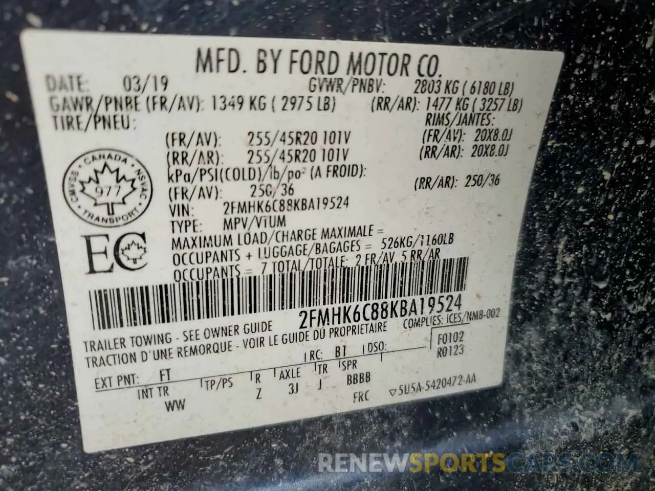 14 Photograph of a damaged car 2FMHK6C88KBA19524 FORD FLEX 2019