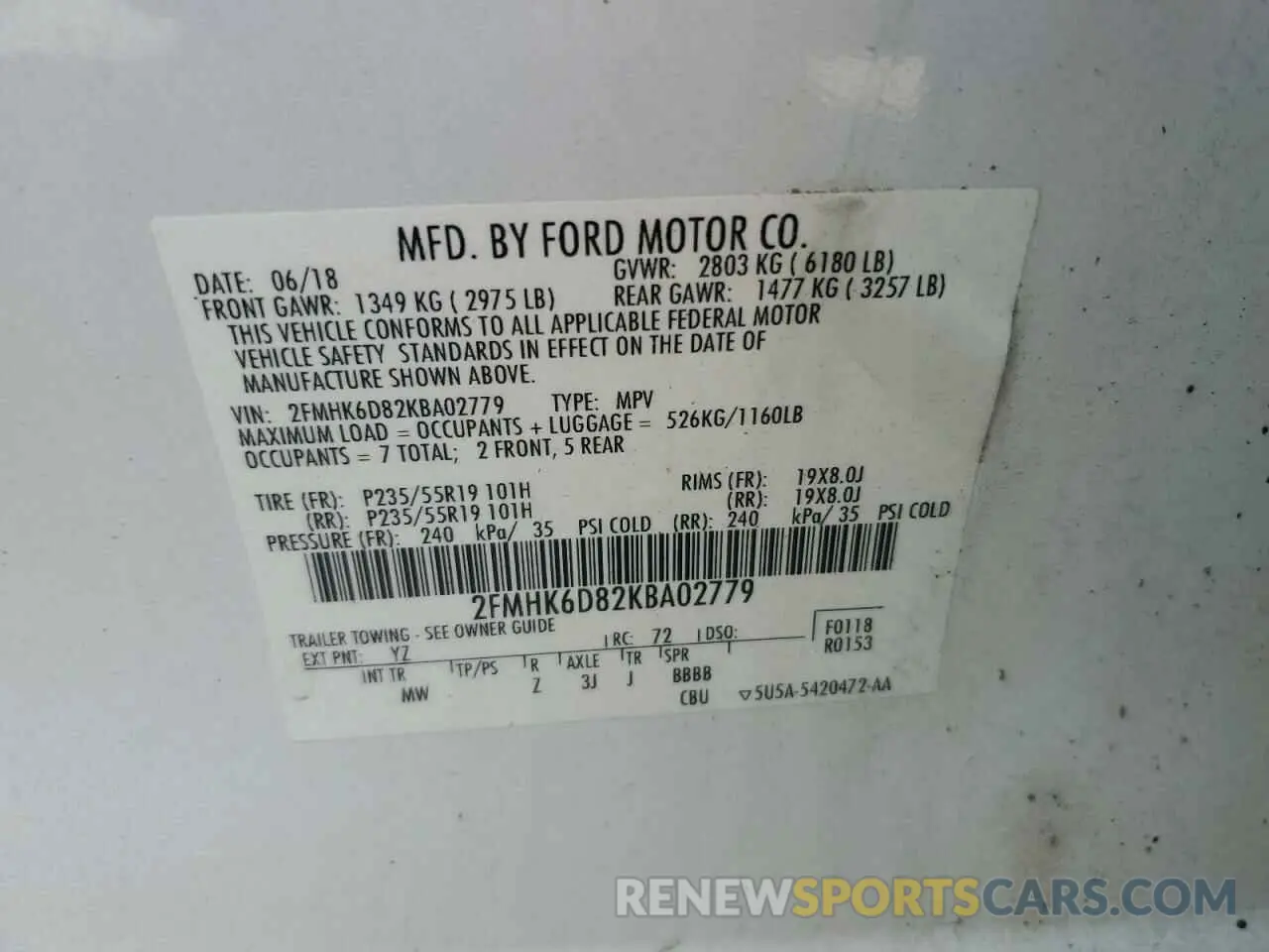 13 Photograph of a damaged car 2FMHK6D82KBA02779 FORD FLEX 2019