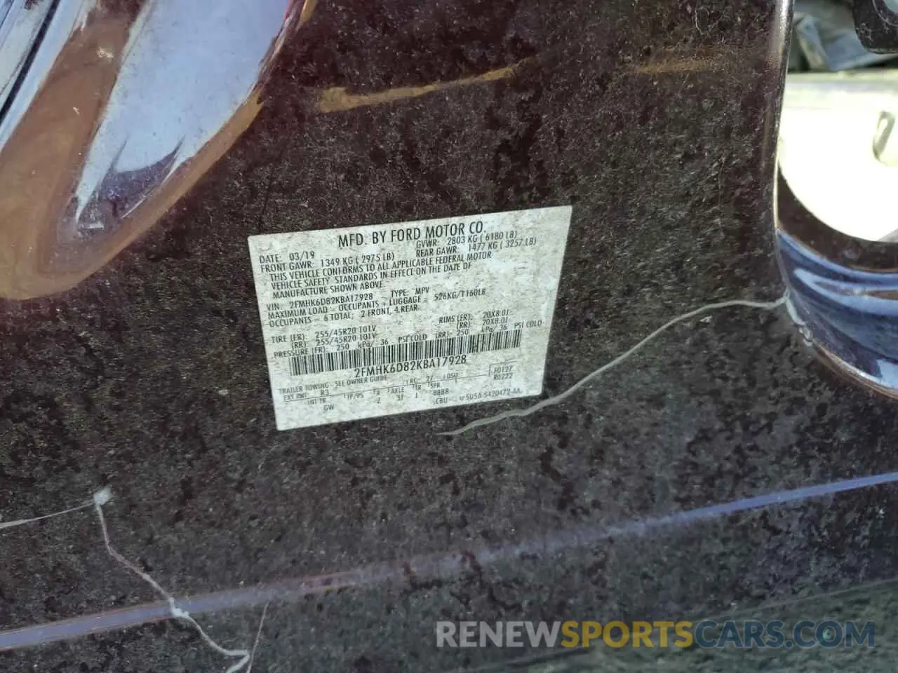 13 Photograph of a damaged car 2FMHK6D82KBA17928 FORD FLEX 2019