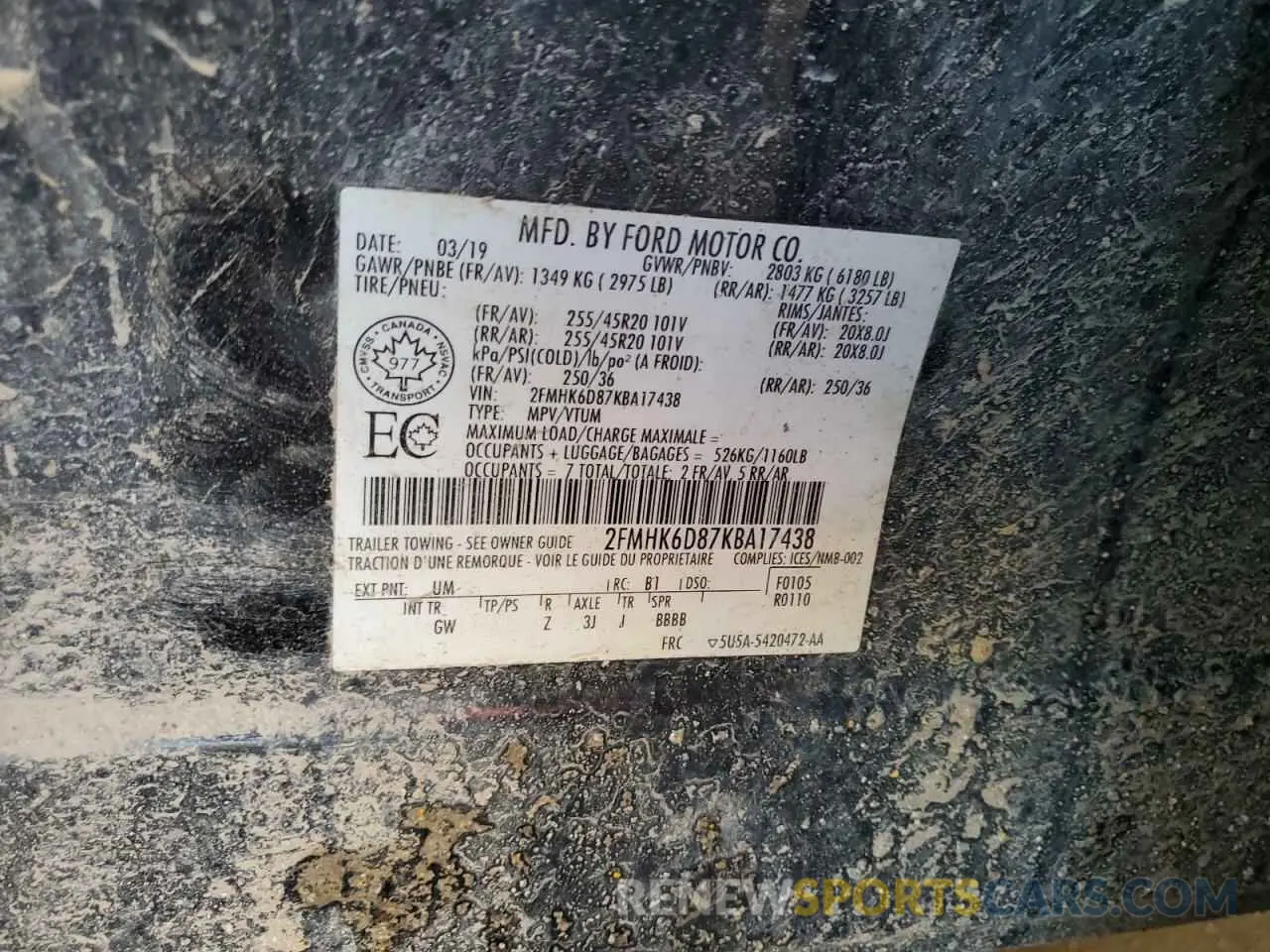 13 Photograph of a damaged car 2FMHK6D87KBA17438 FORD FLEX 2019