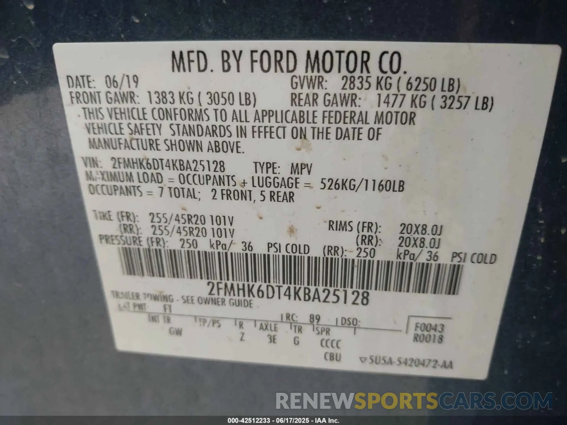 9 Photograph of a damaged car 2FMHK6DT4KBA25128 FORD FLEX 2019