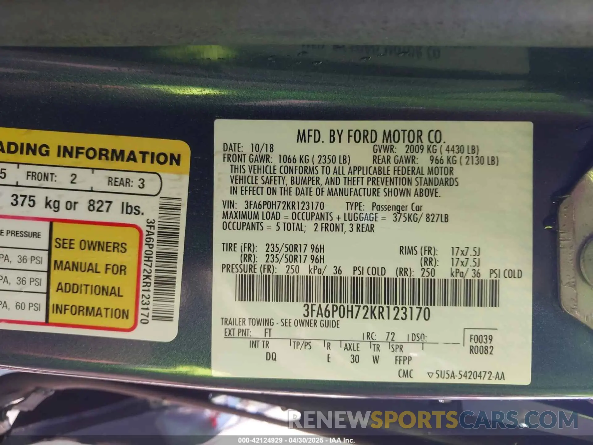 9 Photograph of a damaged car 3FA6P0H72KR123170 FORD FUSION 2019