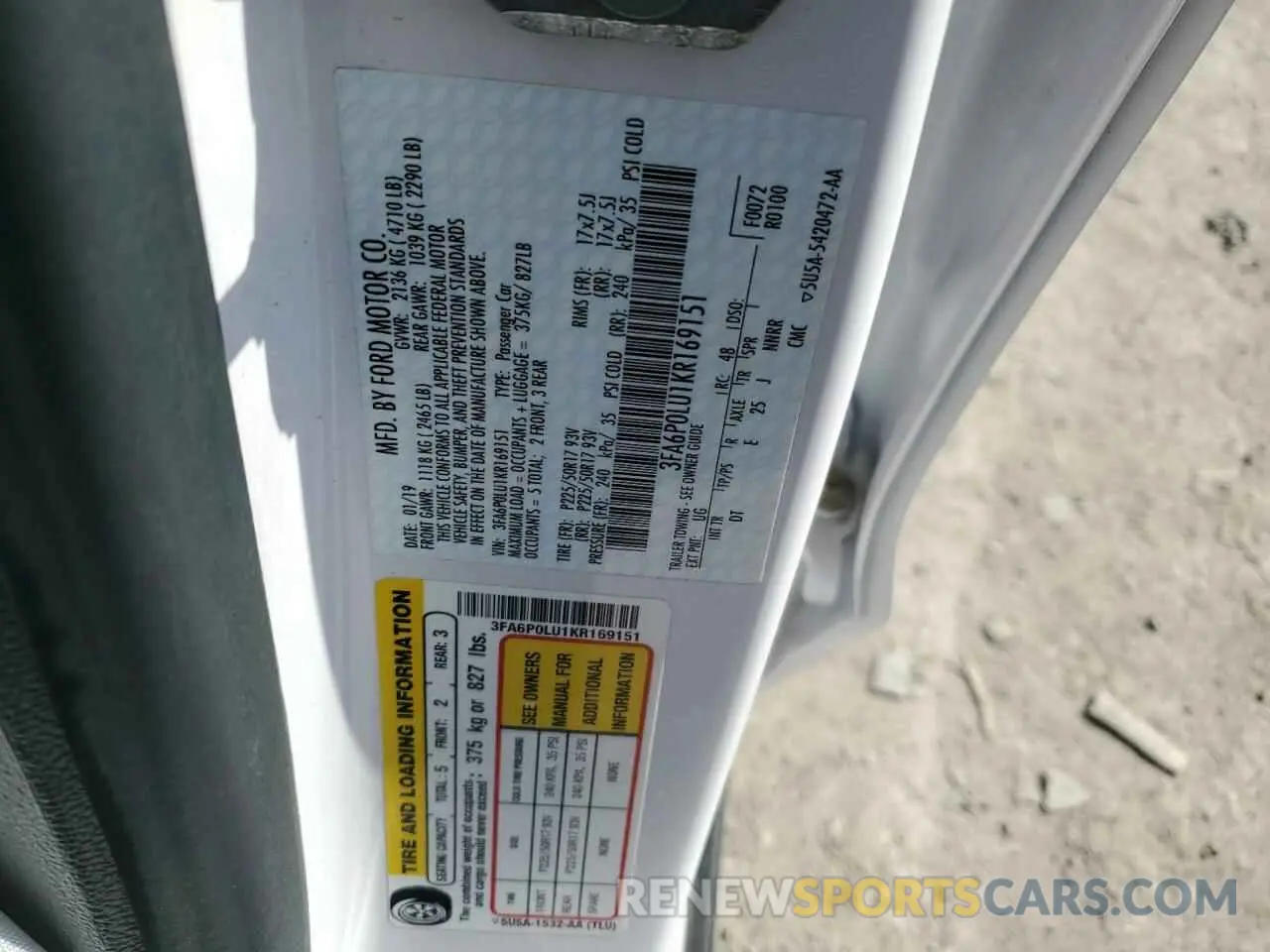 14 Photograph of a damaged car 3FA6P0LU1KR169151 FORD FUSION 2019
