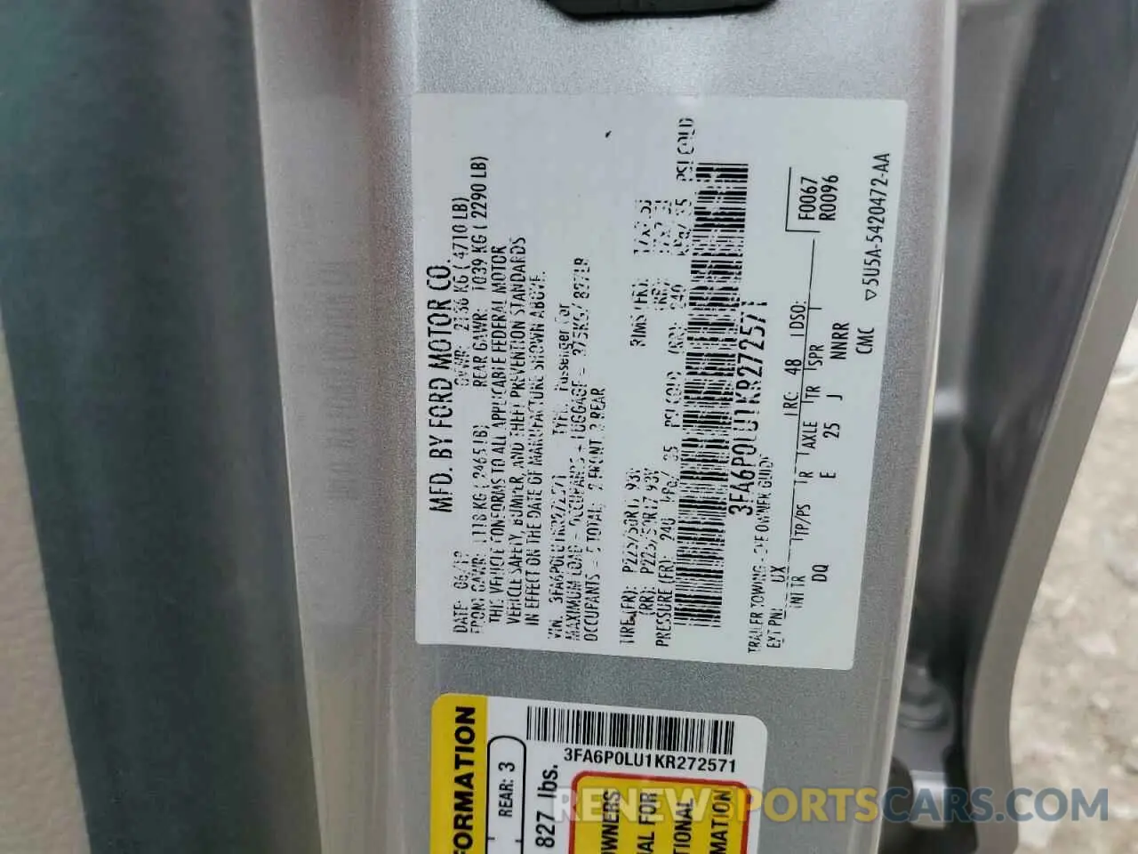 14 Photograph of a damaged car 3FA6P0LU1KR272571 FORD FUSION 2019