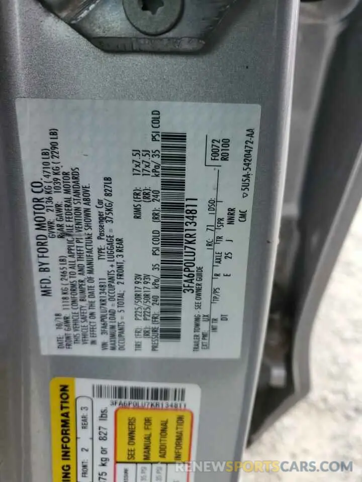 14 Photograph of a damaged car 3FA6P0LU7KR134811 FORD FUSION 2019