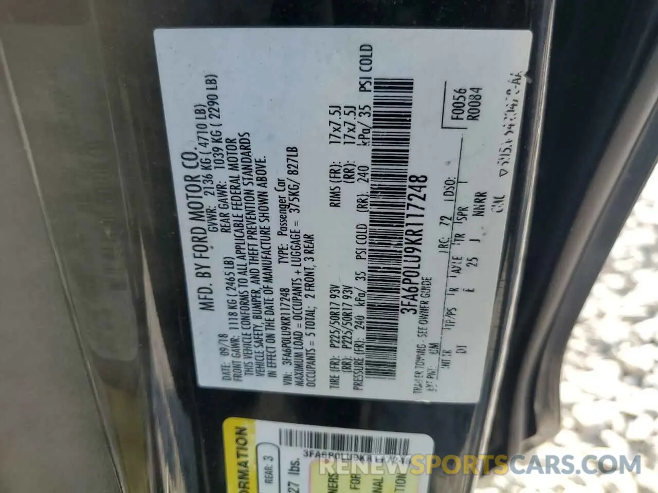 12 Photograph of a damaged car 3FA6P0LU9KR117248 FORD FUSION 2019