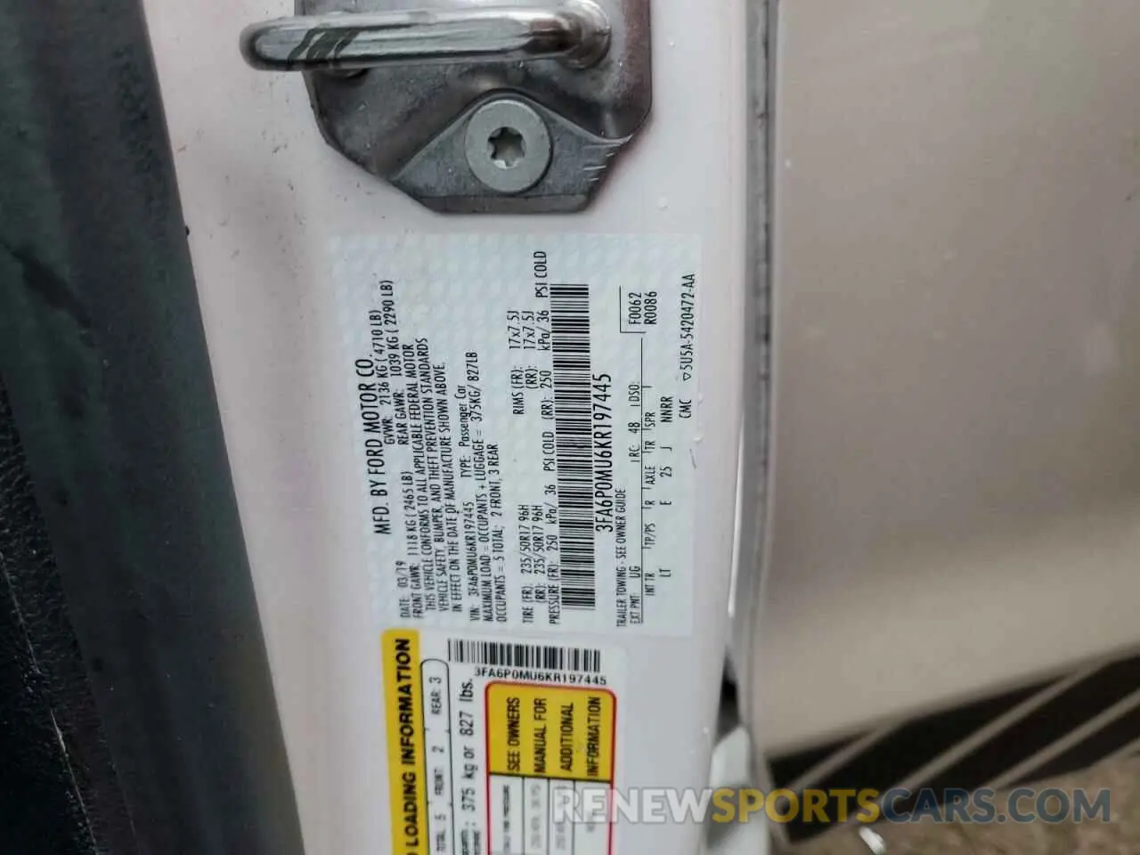 14 Photograph of a damaged car 3FA6P0MU6KR197445 FORD FUSION 2019