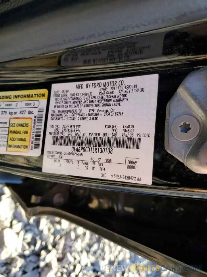 14 Photograph of a damaged car 3FA6P0CD1LR130108 FORD FUSION 2020