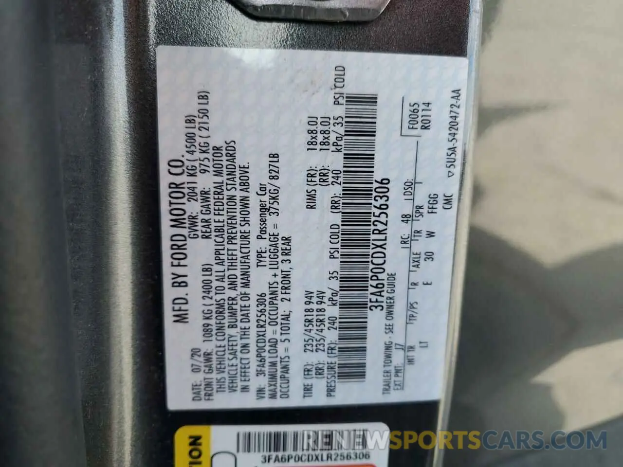 13 Photograph of a damaged car 3FA6P0CDXLR256306 FORD FUSION 2020