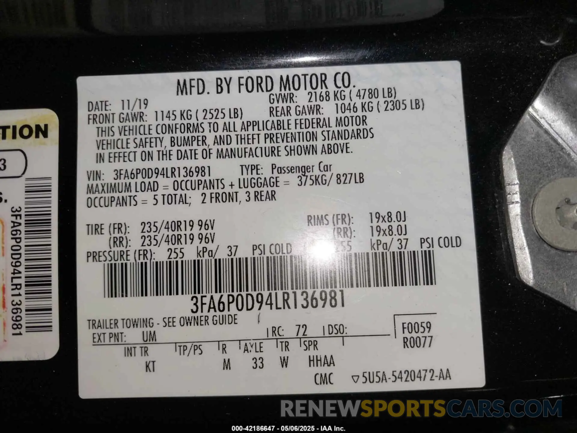9 Photograph of a damaged car 3FA6P0D94LR136981 FORD FUSION 2020