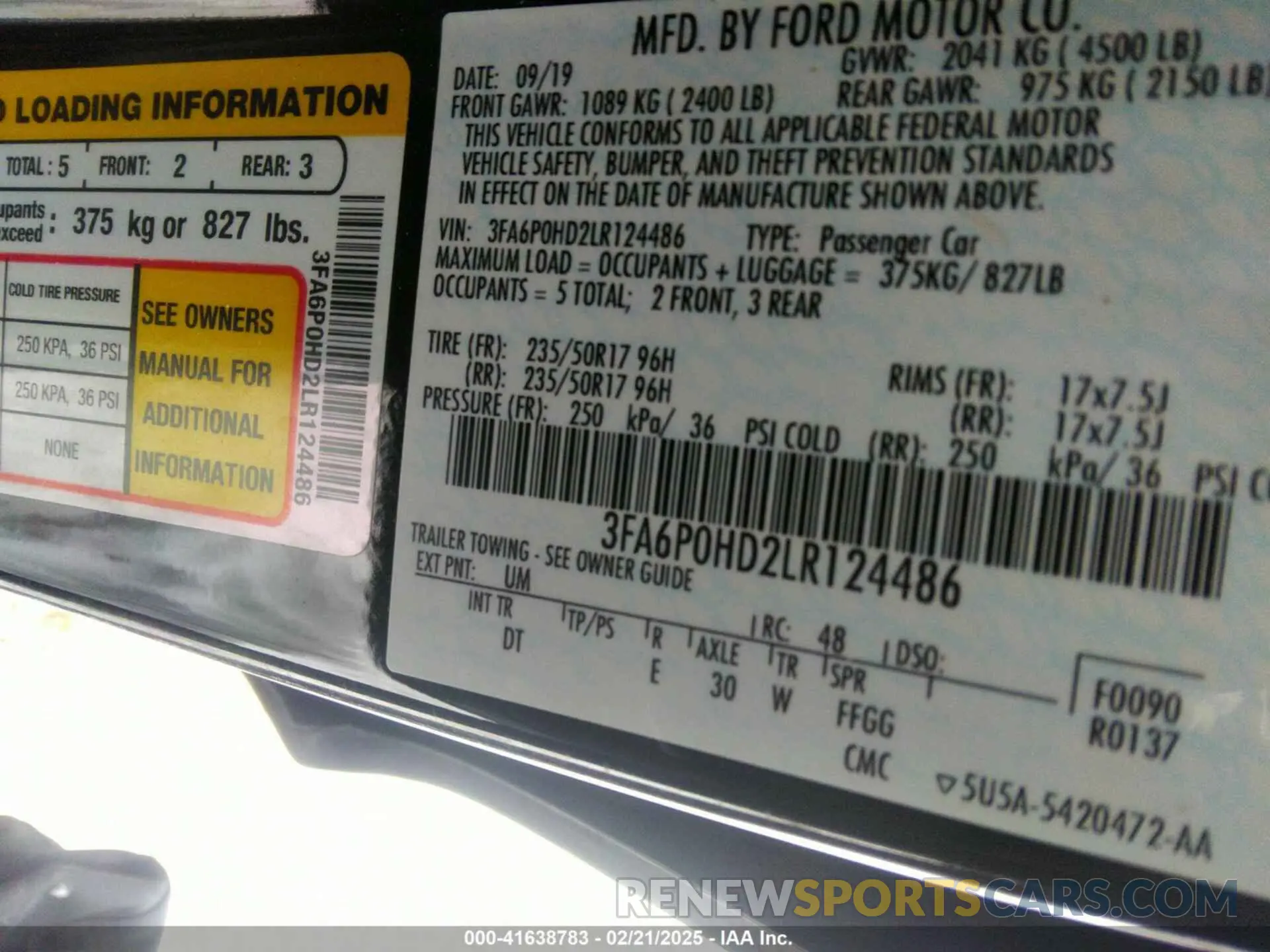 9 Photograph of a damaged car 3FA6P0HD2LR124486 FORD FUSION 2020