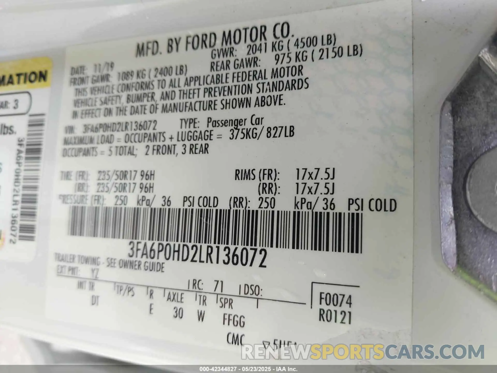 9 Photograph of a damaged car 3FA6P0HD2LR136072 FORD FUSION 2020