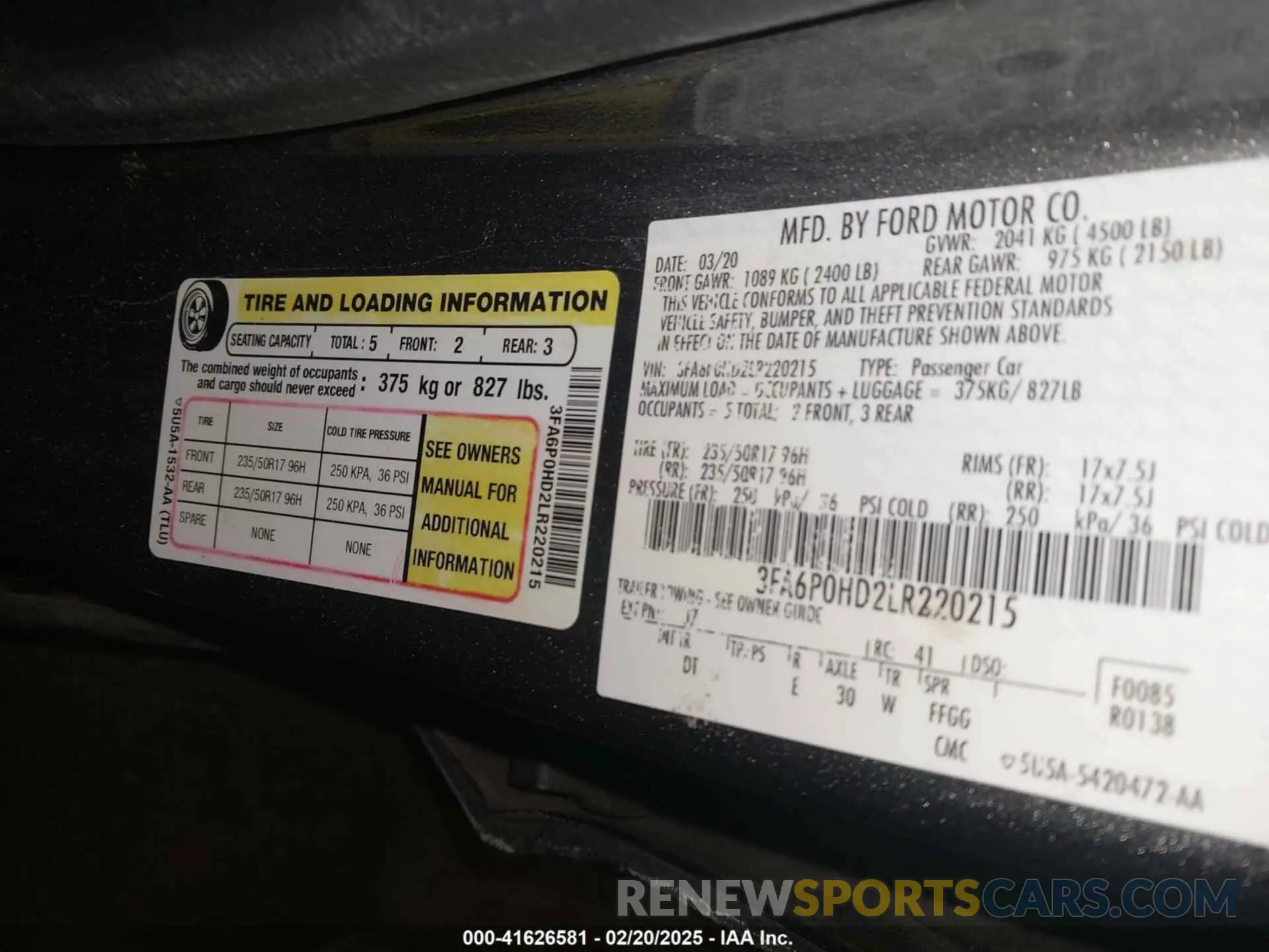 9 Photograph of a damaged car 3FA6P0HD2LR220215 FORD FUSION 2020