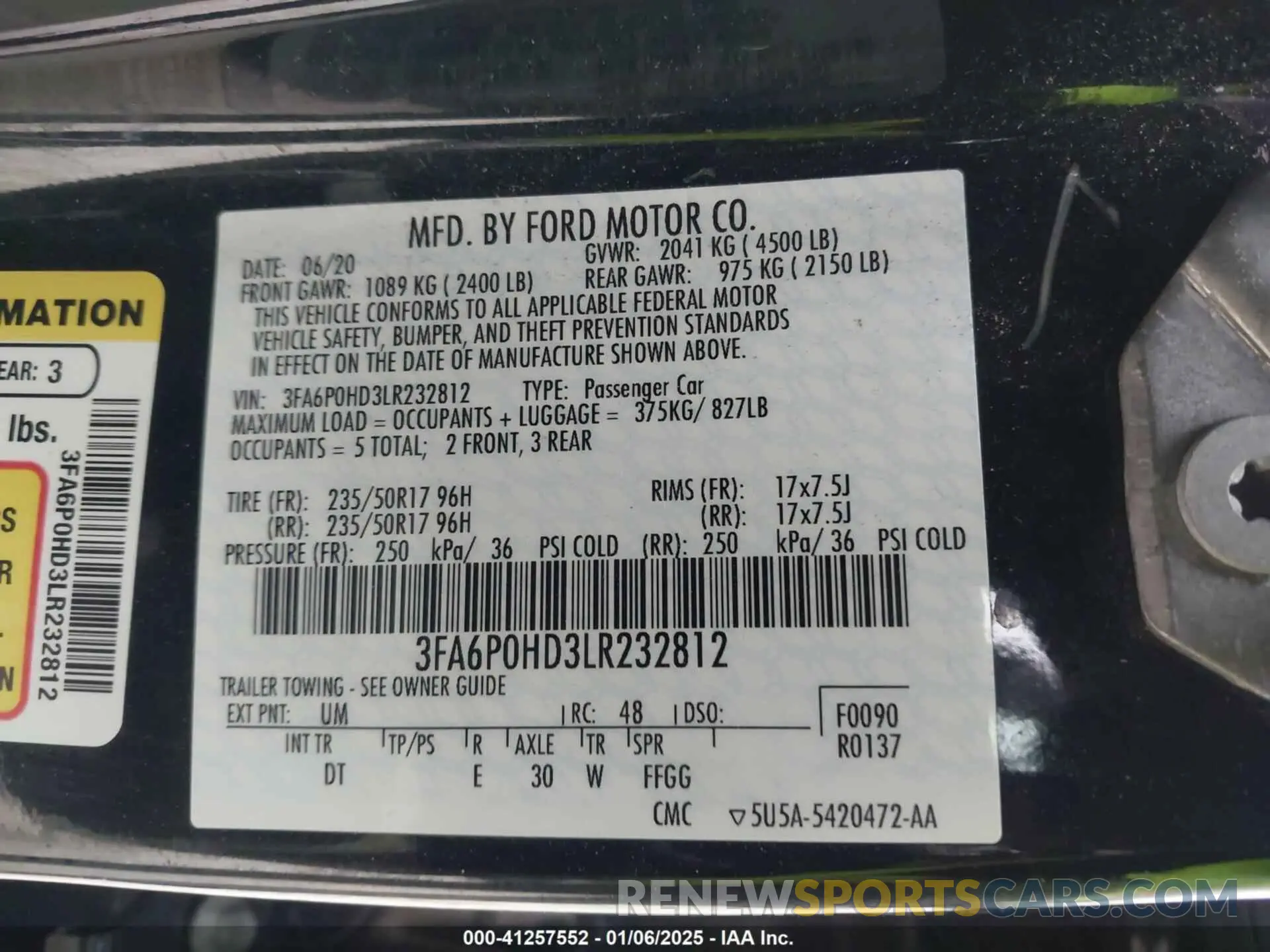 9 Photograph of a damaged car 3FA6P0HD3LR232812 FORD FUSION 2020