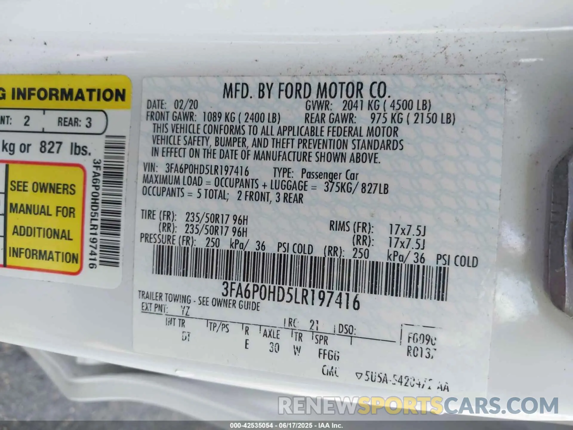 9 Photograph of a damaged car 3FA6P0HD5LR197416 FORD FUSION 2020