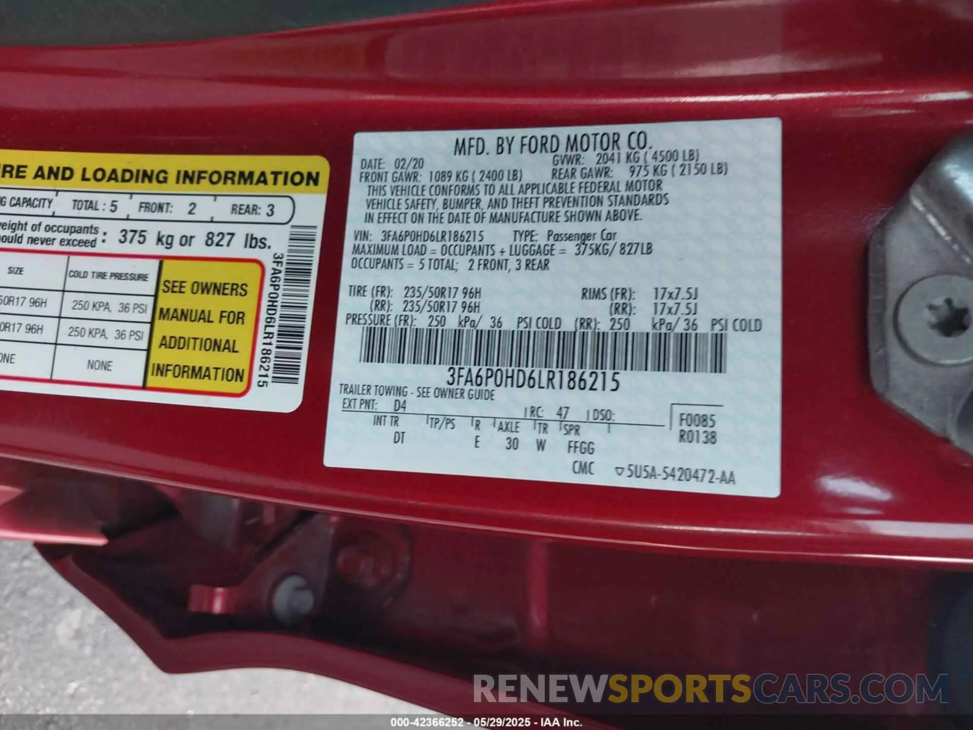 9 Photograph of a damaged car 3FA6P0HD6LR186215 FORD FUSION 2020