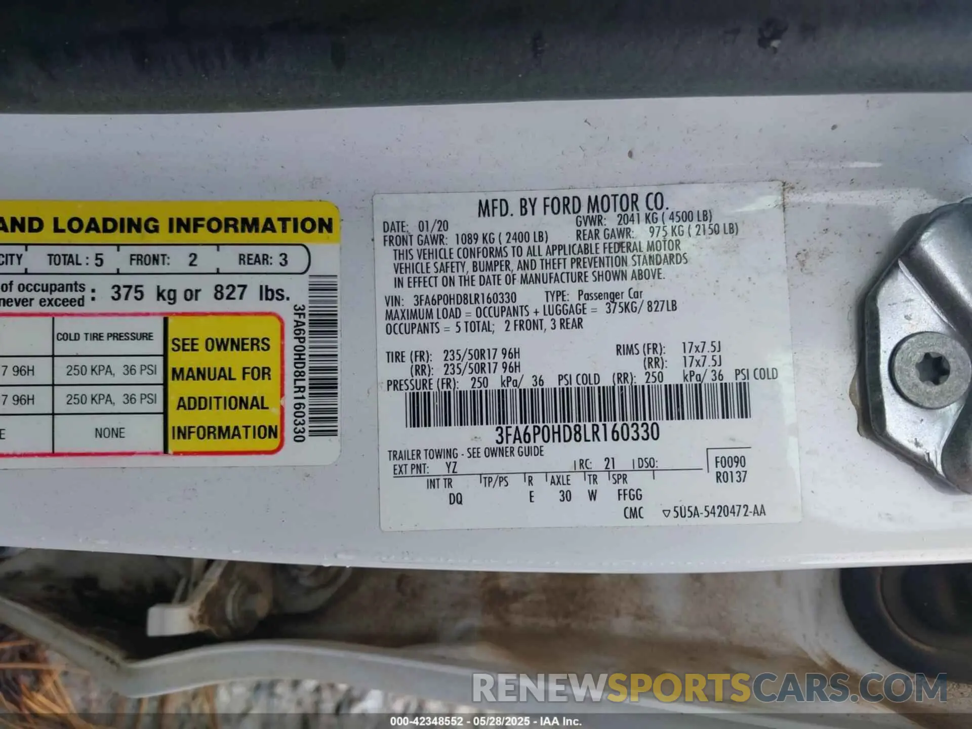 9 Photograph of a damaged car 3FA6P0HD8LR160330 FORD FUSION 2020