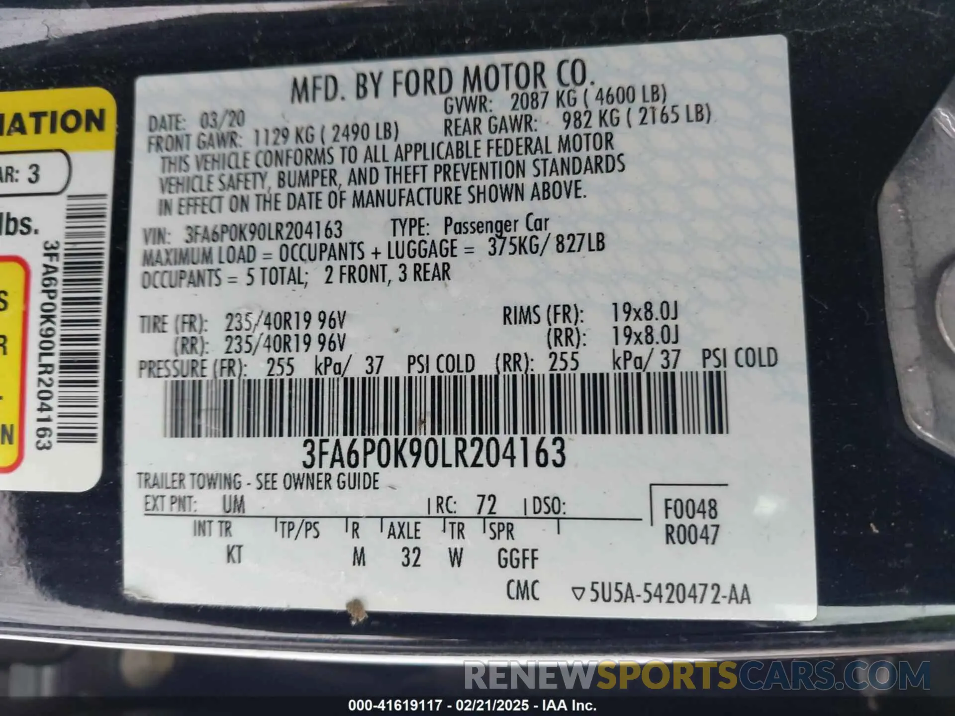 9 Photograph of a damaged car 3FA6P0K90LR204163 FORD FUSION 2020