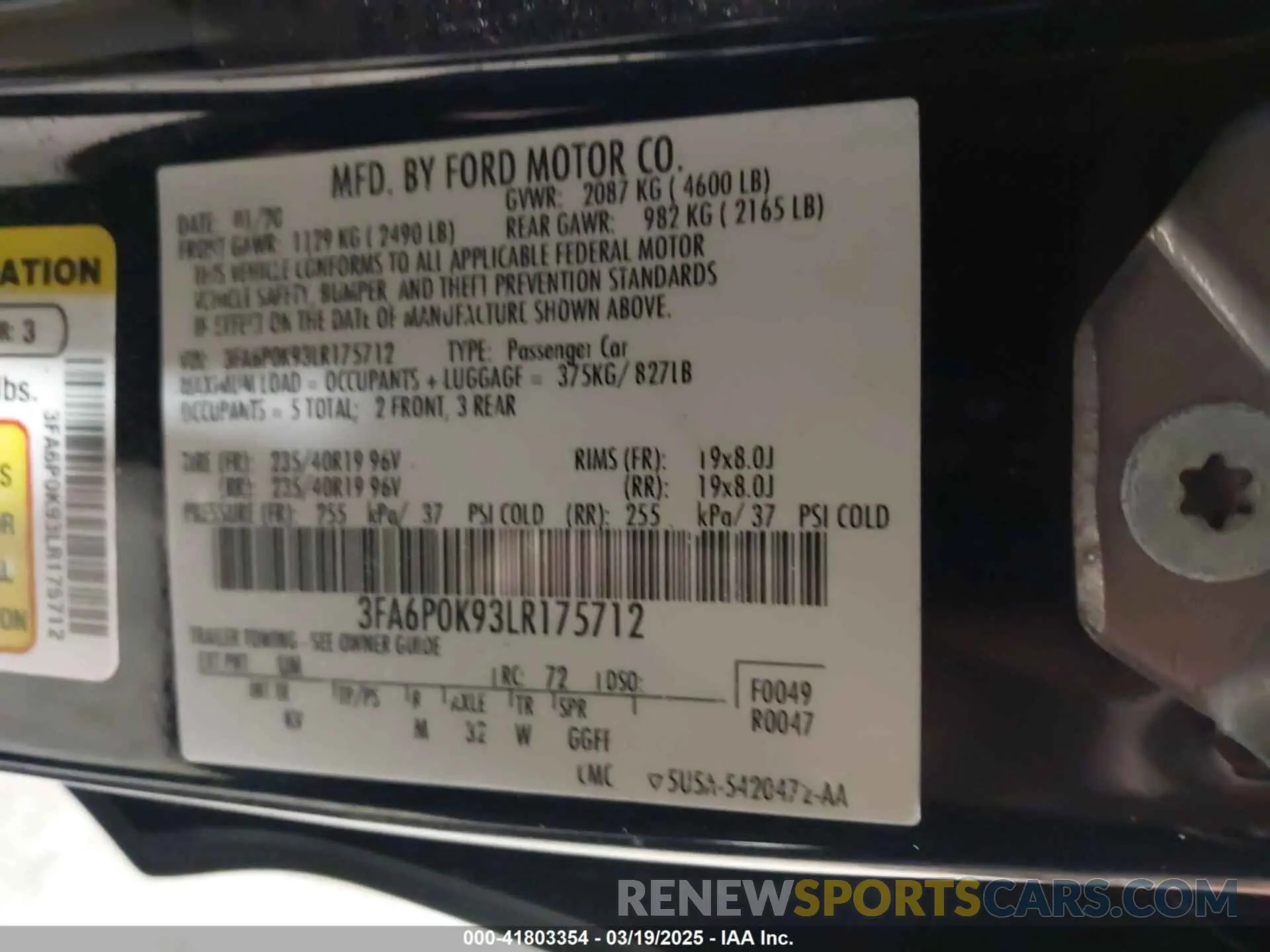 9 Photograph of a damaged car 3FA6P0K93LR175712 FORD FUSION 2020