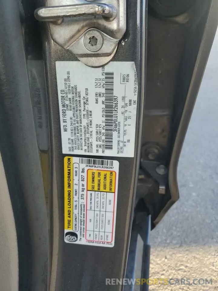 13 Photograph of a damaged car 3FA6P0LU1LR266397 FORD FUSION 2020