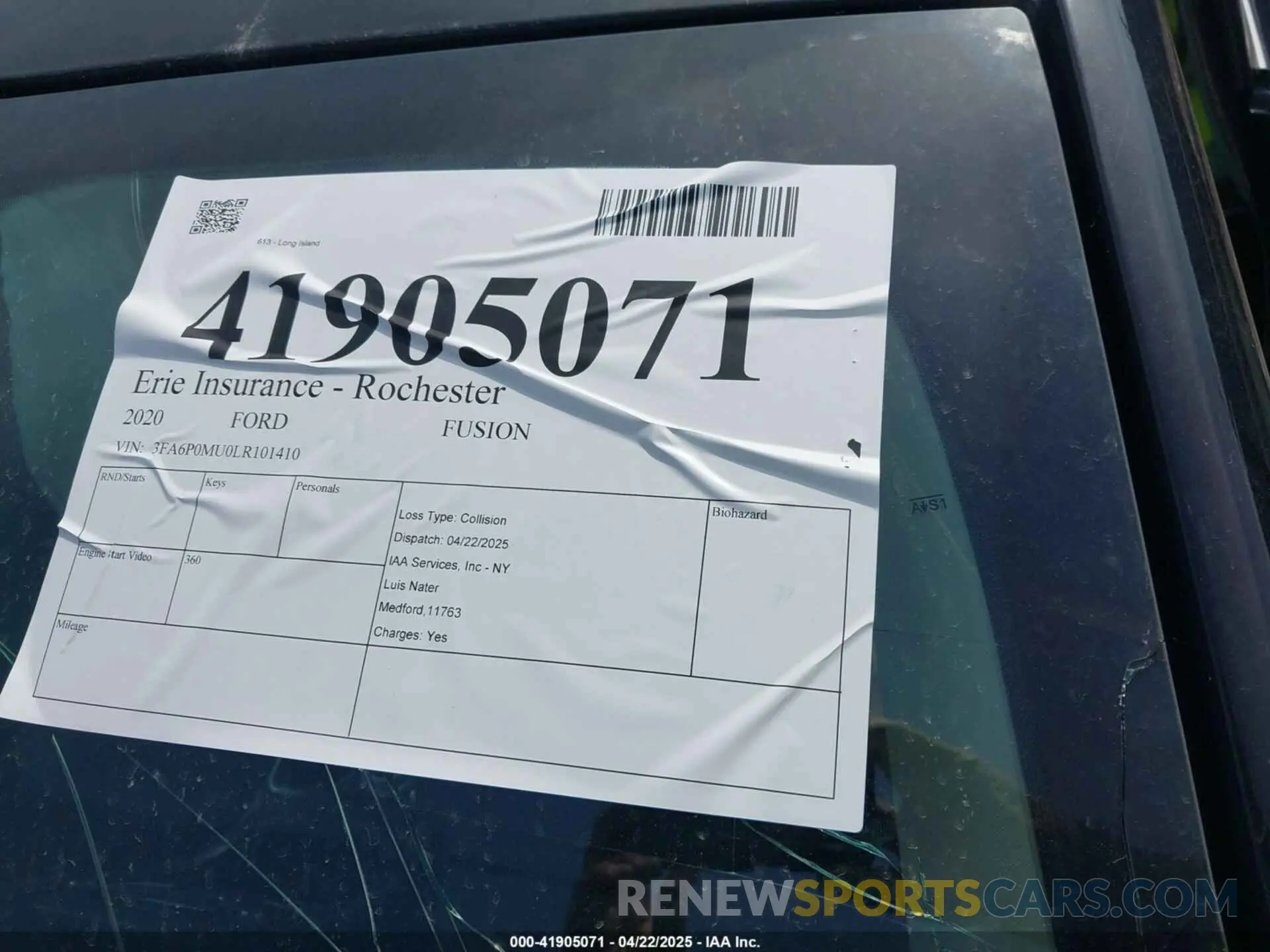 19 Photograph of a damaged car 3FA6P0MU0LR101410 FORD FUSION 2020